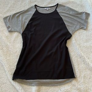 2 tone black grey tunic top shirt short dolman sleeve